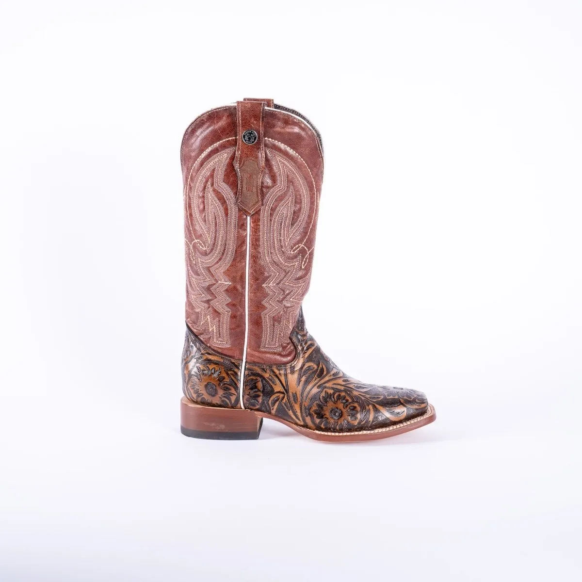 TANNER MARK WOMEN’S Jungle Handtooled Brown Print Cowgirl Boots With Italo Orix Top