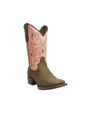TANNER MARK YOUTH Sissy Crazy Brown Western Youth Boots Pink Top