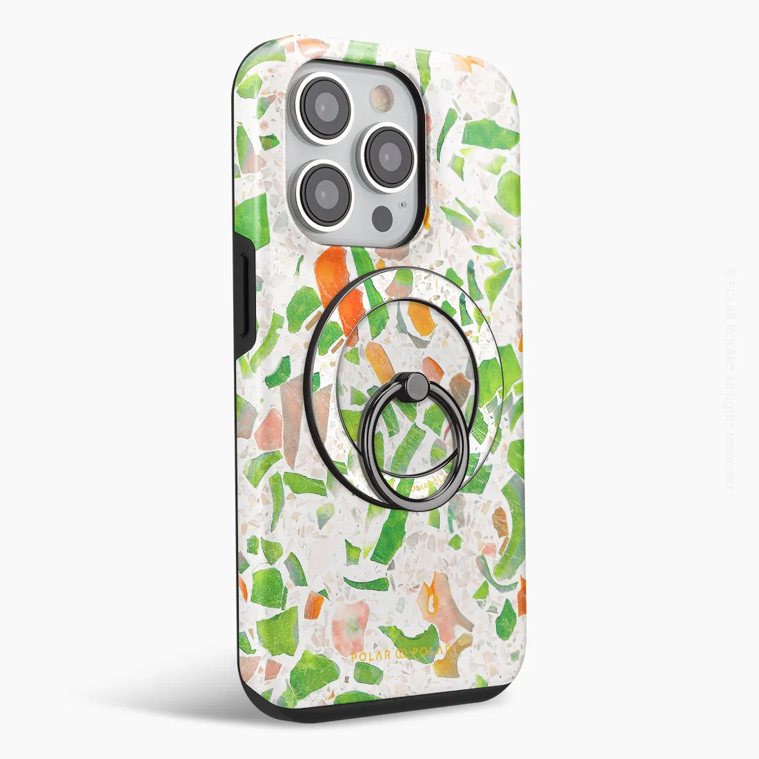 Terrazzo Green - Black MagSafe Phone Grip and Ring Holder Stand