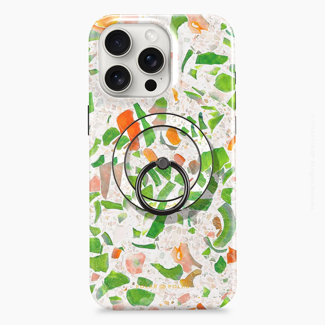 Terrazzo Green - Black MagSafe Phone Grip and Ring Holder Stand