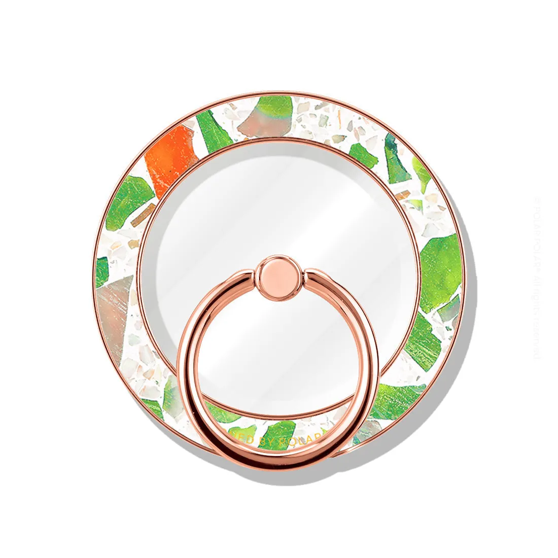 Terrazzo Green - Rose Gold MagSafe Phone Grip and Ring Holder Stand