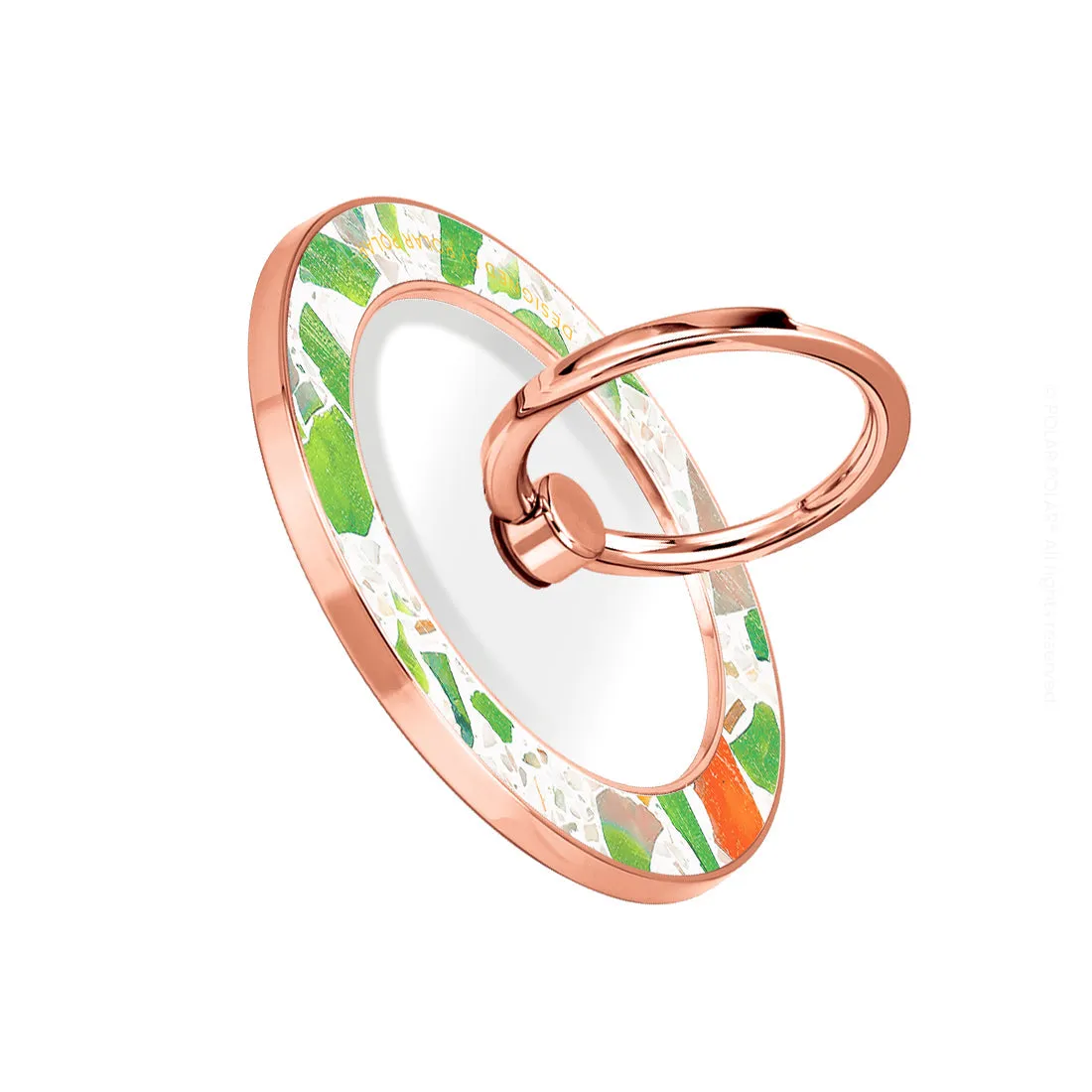 Terrazzo Green - Rose Gold MagSafe Phone Grip and Ring Holder Stand