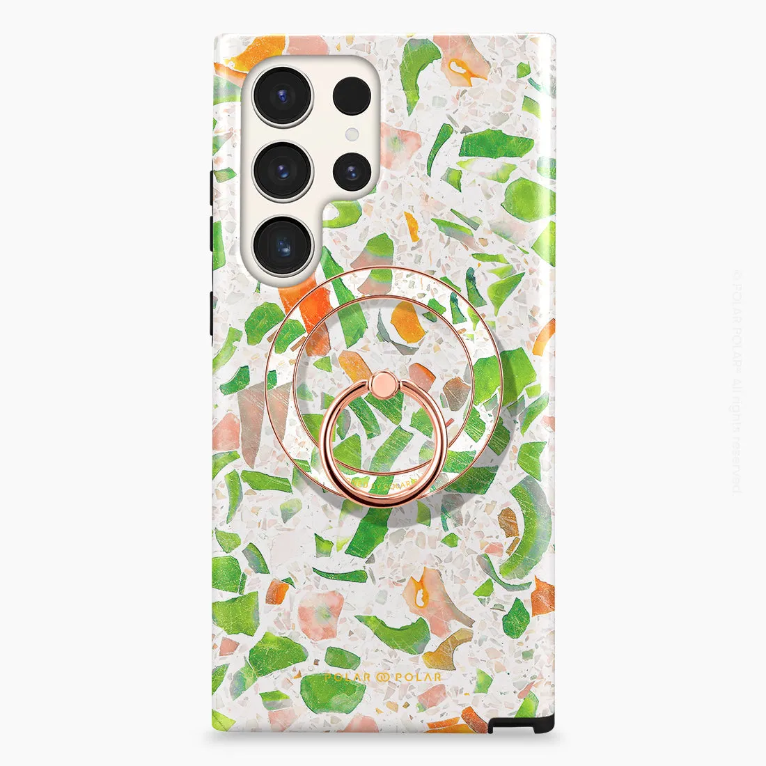 Terrazzo Green - Rose Gold MagSafe Phone Grip and Ring Holder Stand