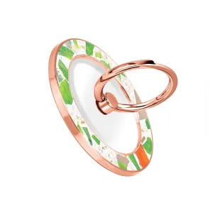 Terrazzo Green - Rose Gold MagSafe Phone Grip and Ring Holder Stand