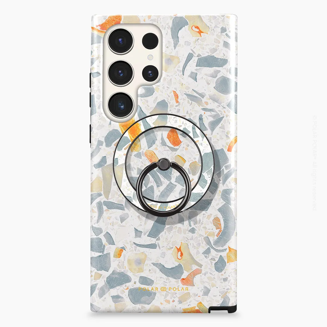 Terrazzo Grey - Black MagSafe Phone Grip and Ring Holder Stand