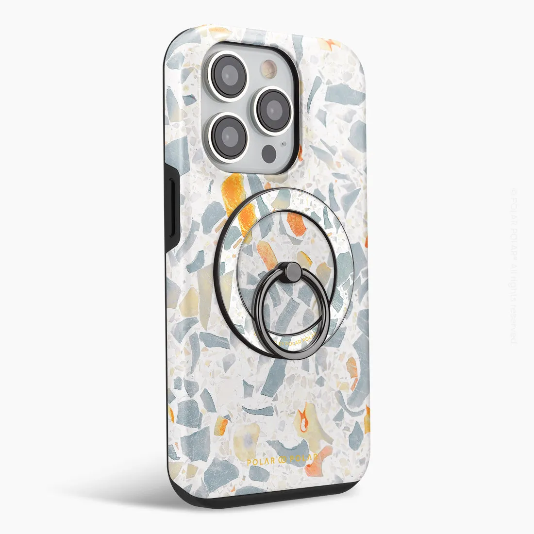 Terrazzo Grey - Black MagSafe Phone Grip and Ring Holder Stand
