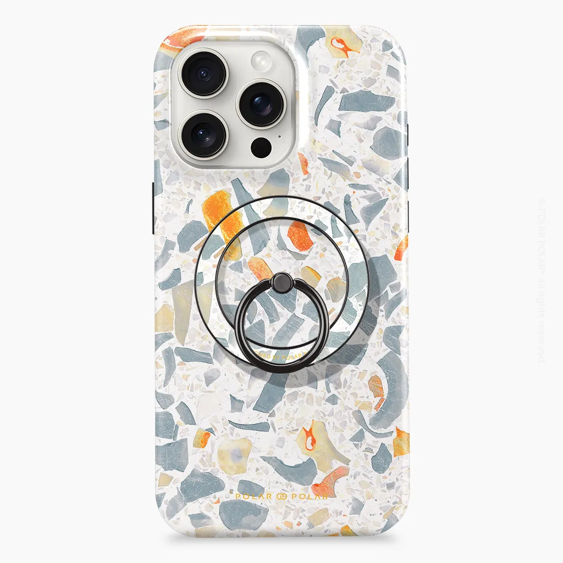 Terrazzo Grey - Black MagSafe Phone Grip and Ring Holder Stand
