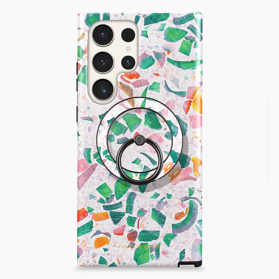 Terrazzo Lake Blue - Black MagSafe Phone Grip and Ring Holder Stand