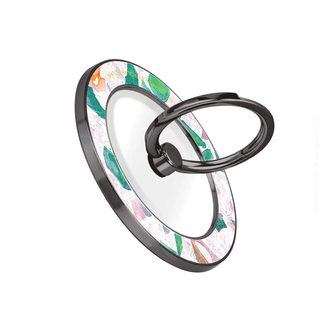 Terrazzo Lake Blue - Black MagSafe Phone Grip and Ring Holder Stand
