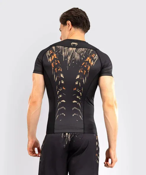 Venum Tiger Men's Short Sleeve Rash Guard - Black/Neon Orange