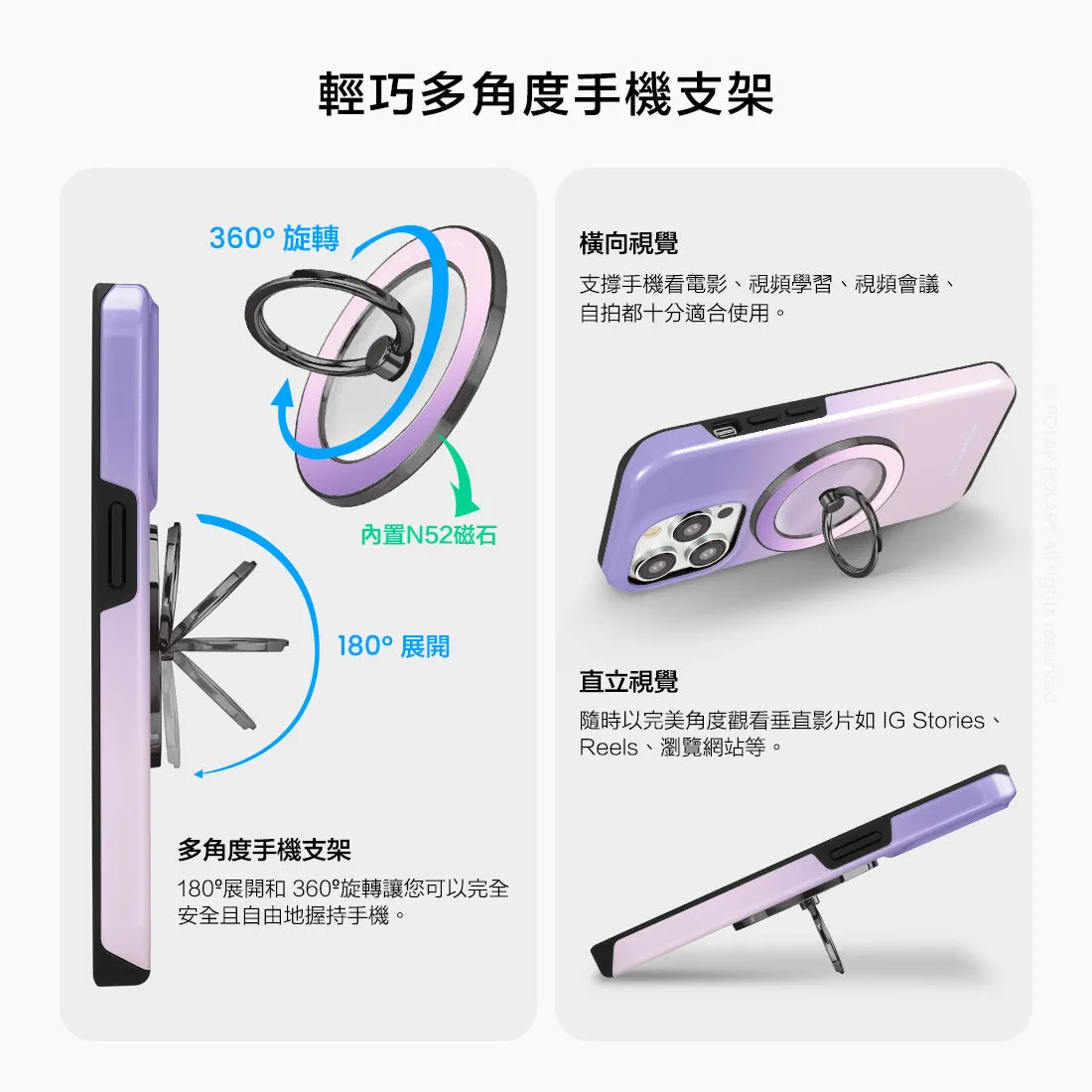 Violet Blue Pastel - Black MagSafe Phone Grip and Ring Holder Stand