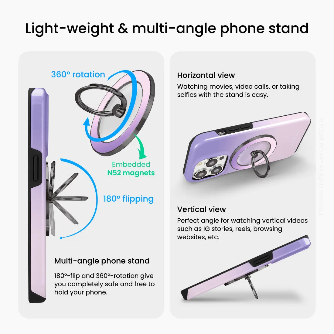 Violet Blue Pastel - Black MagSafe Phone Grip and Ring Holder Stand