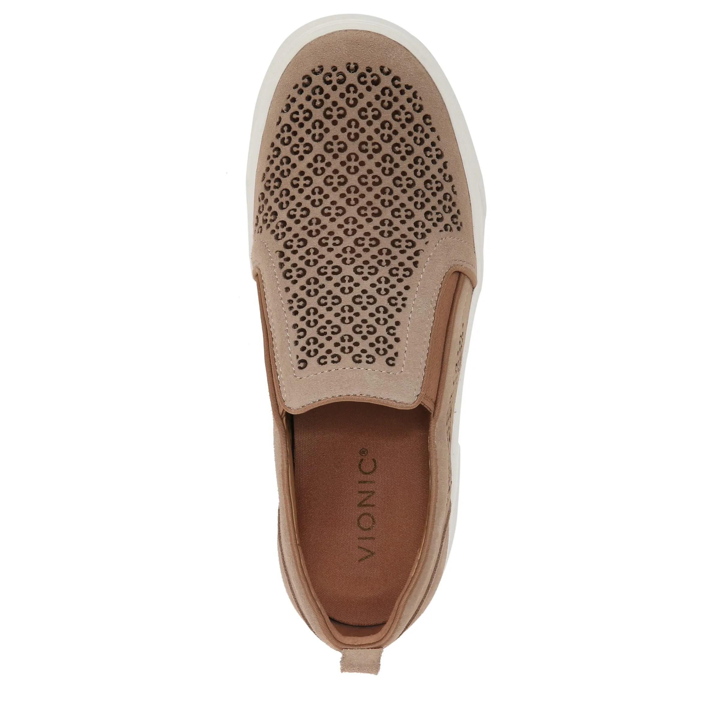 Vionic Women's Sneaker Kimmie Perf- Comfortable Slip Ons That Includes a Built-in Arch Support Wheat Suede 7.5 Medium