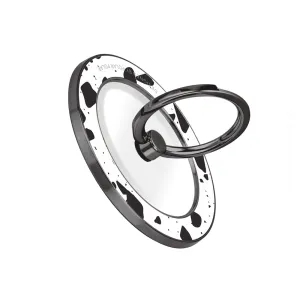 White Rocky Road Terrazzo - Black MagSafe Phone Grip and Ring Holder Stand