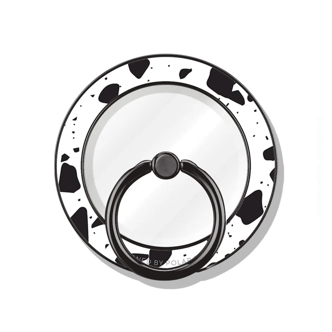 White Rocky Road Terrazzo - Black MagSafe Phone Grip and Ring Holder Stand