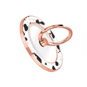 White Rocky Road Terrazzo - Rose Gold MagSafe Phone Grip and Ring Holder Stand