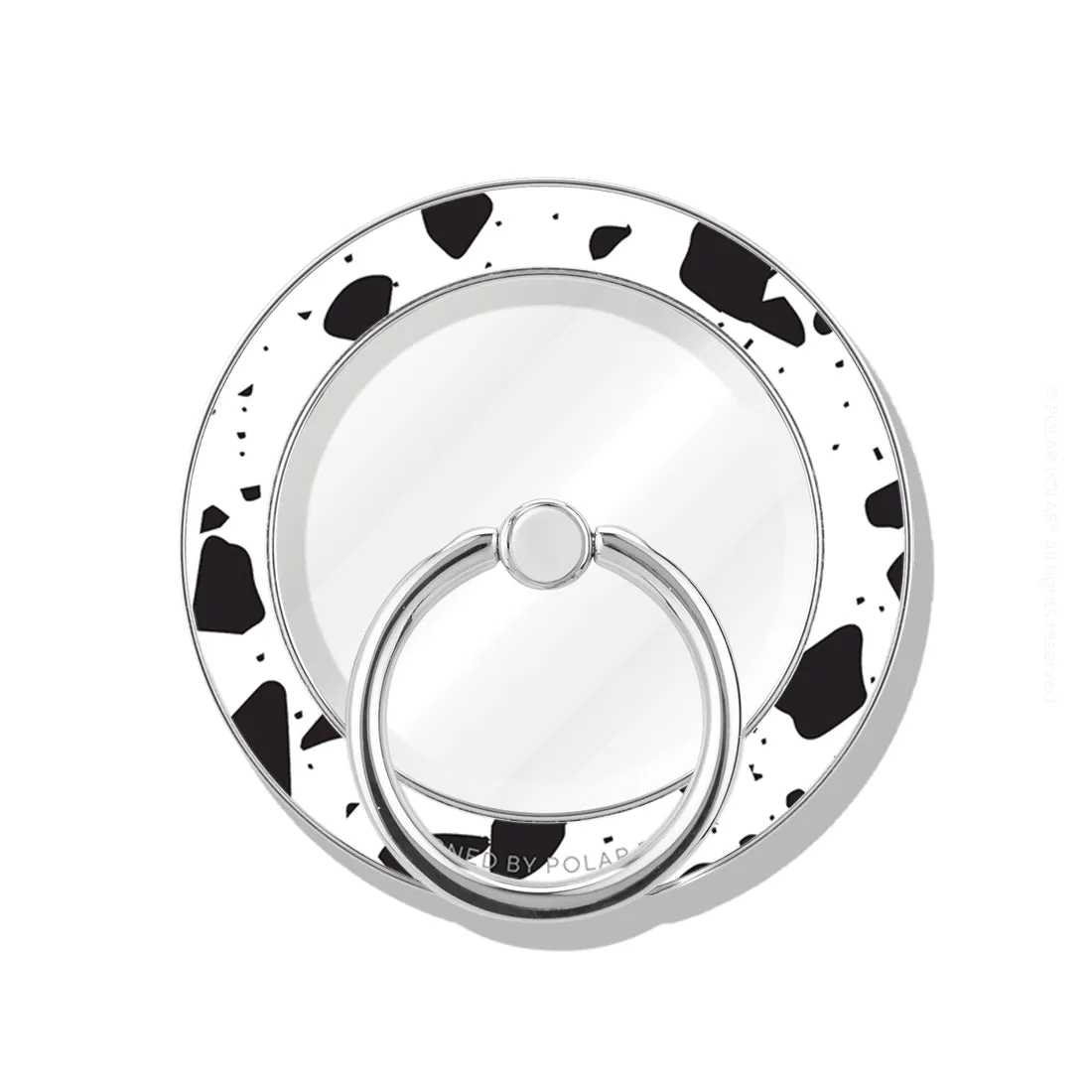 White Rocky Road Terrazzo - Silver MagSafe Phone Grip and Ring Holder Stand