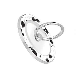 White Rocky Road Terrazzo - Silver MagSafe Phone Grip and Ring Holder Stand