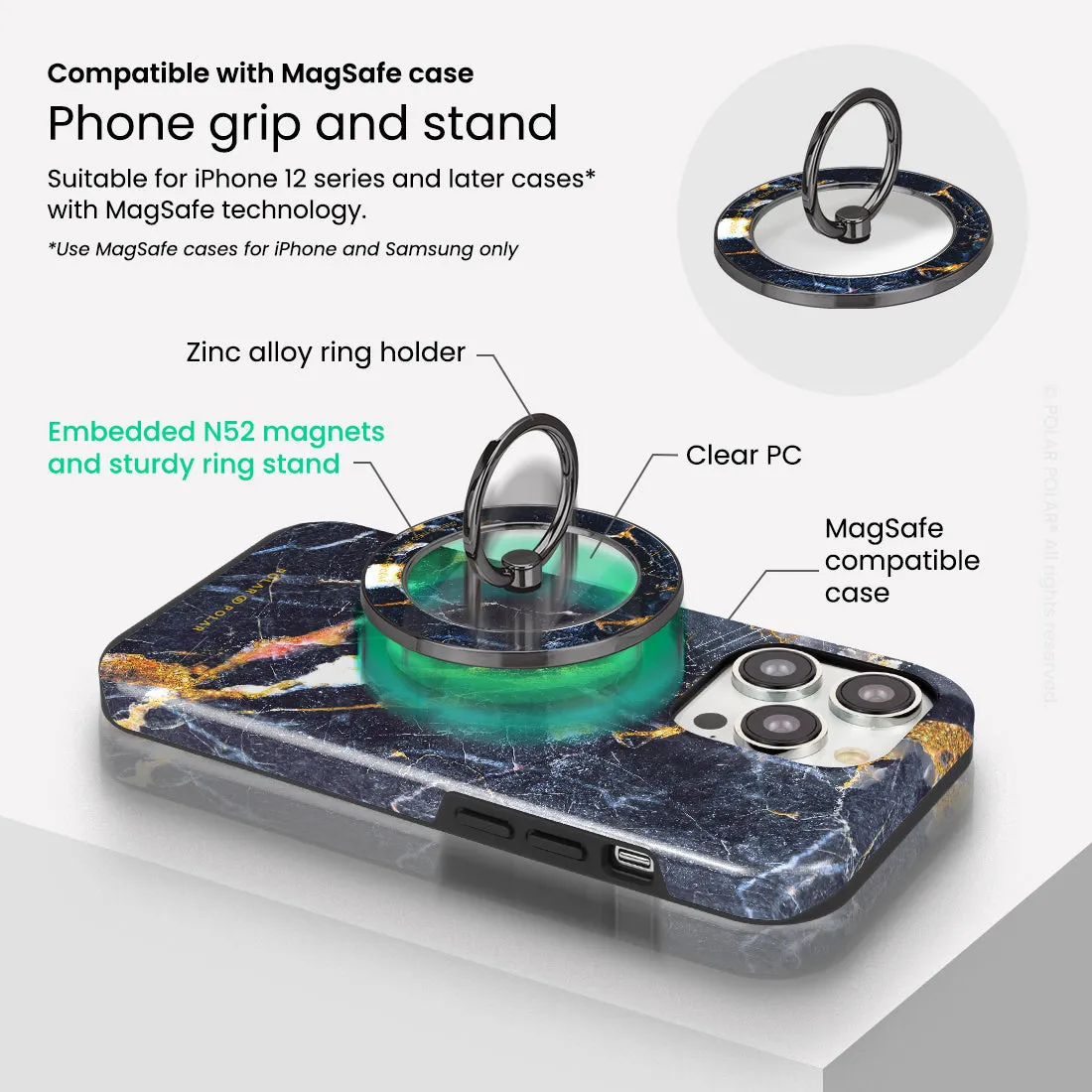 Winter Forest - Black MagSafe Phone Grip and Ring Holder Stand