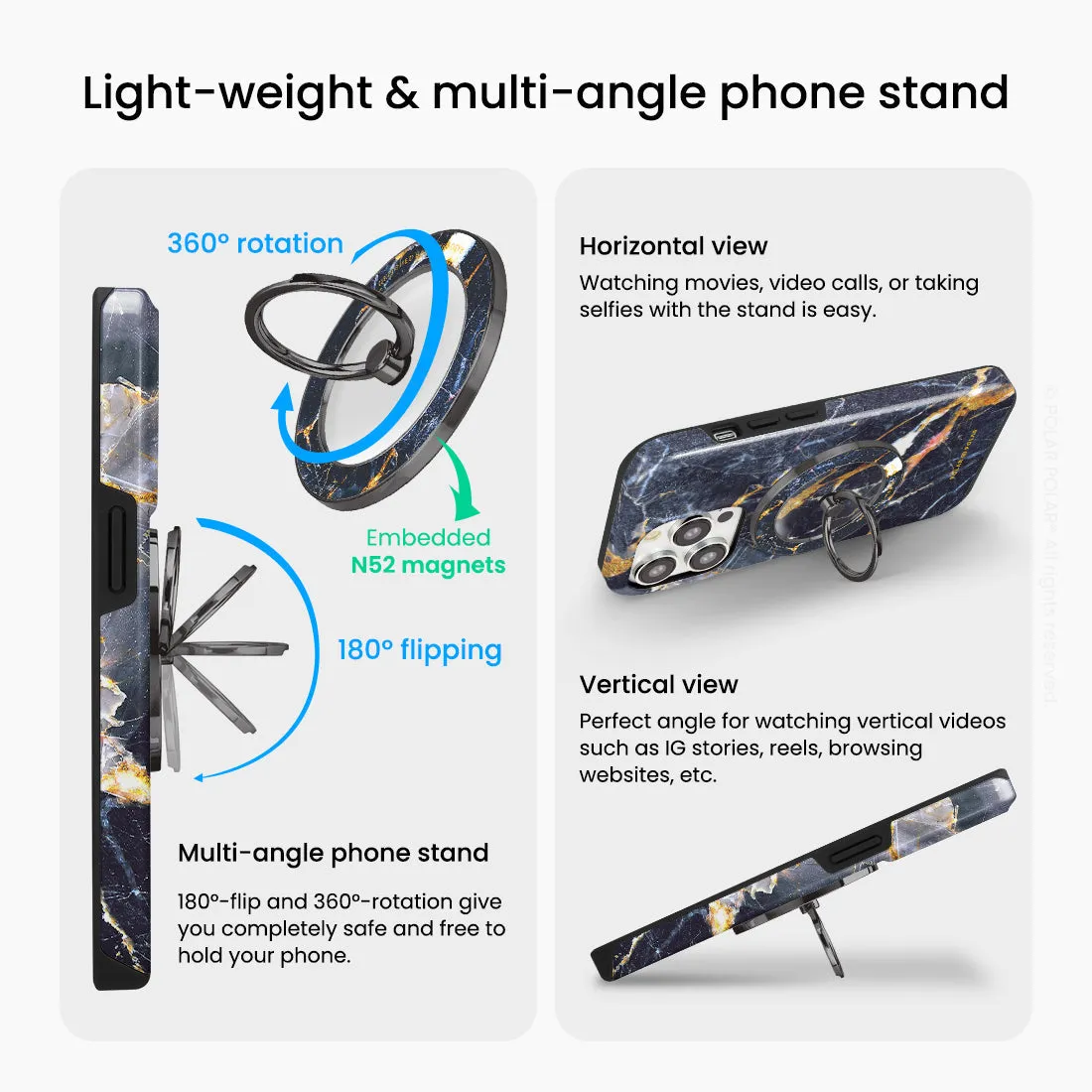 Winter Forest - Black MagSafe Phone Grip and Ring Holder Stand