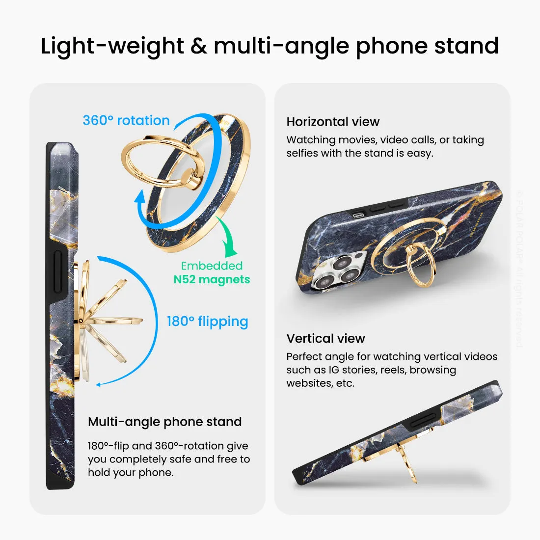 Winter Forest - Golden MagSafe Phone Grip and Ring Holder Stand