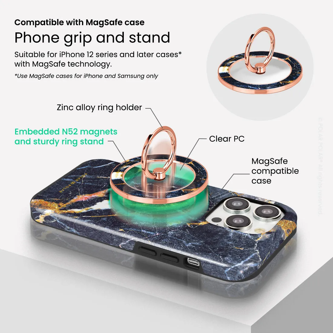 Winter Forest - Rose Gold MagSafe Phone Grip and Ring Holder Stand