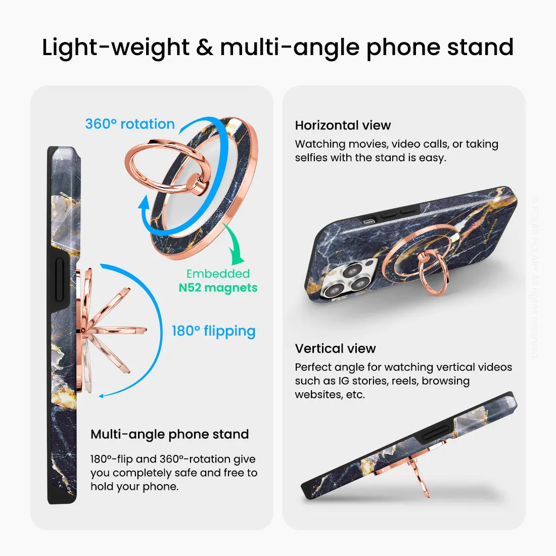 Winter Forest - Rose Gold MagSafe Phone Grip and Ring Holder Stand