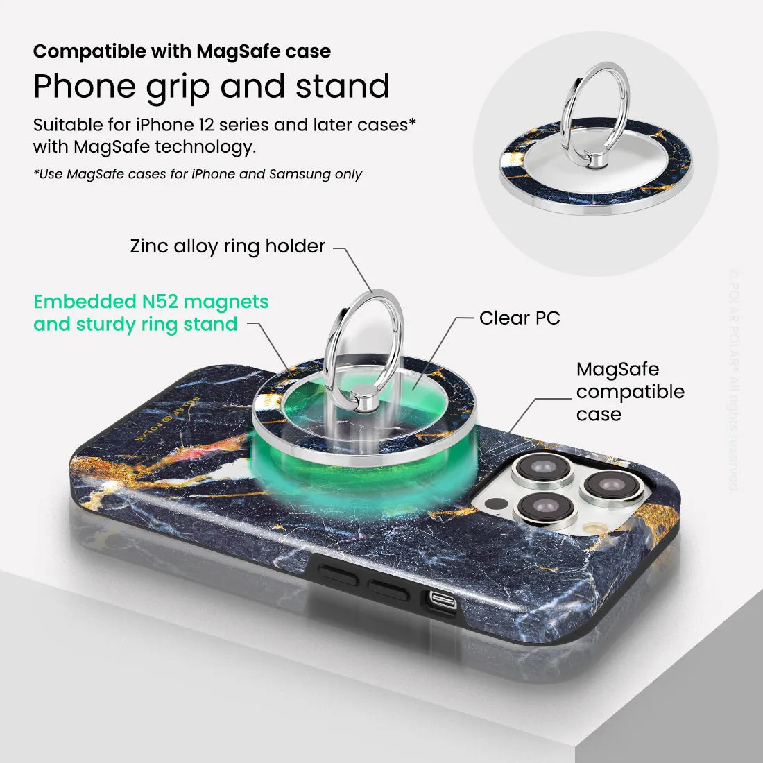 Winter Forest - Silver MagSafe Phone Grip and Ring Holder Stand