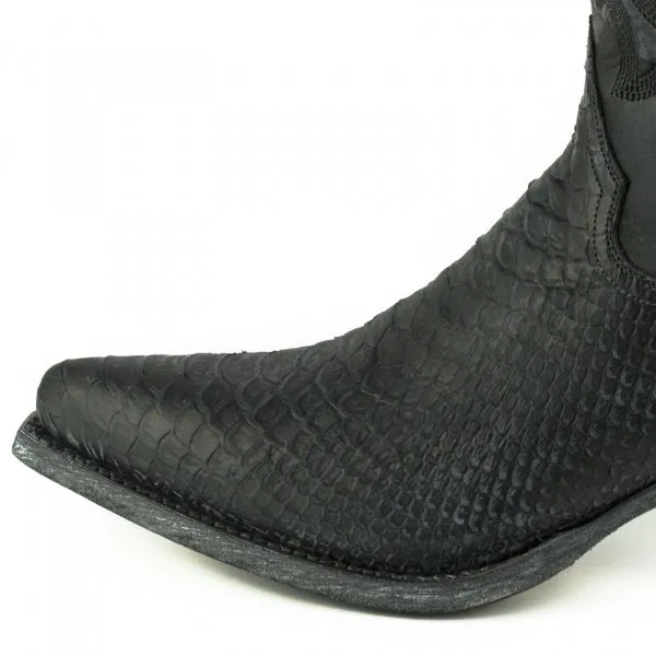 Women's Cowboy Country Western Boots Handmade Washed Black Leather 2524 